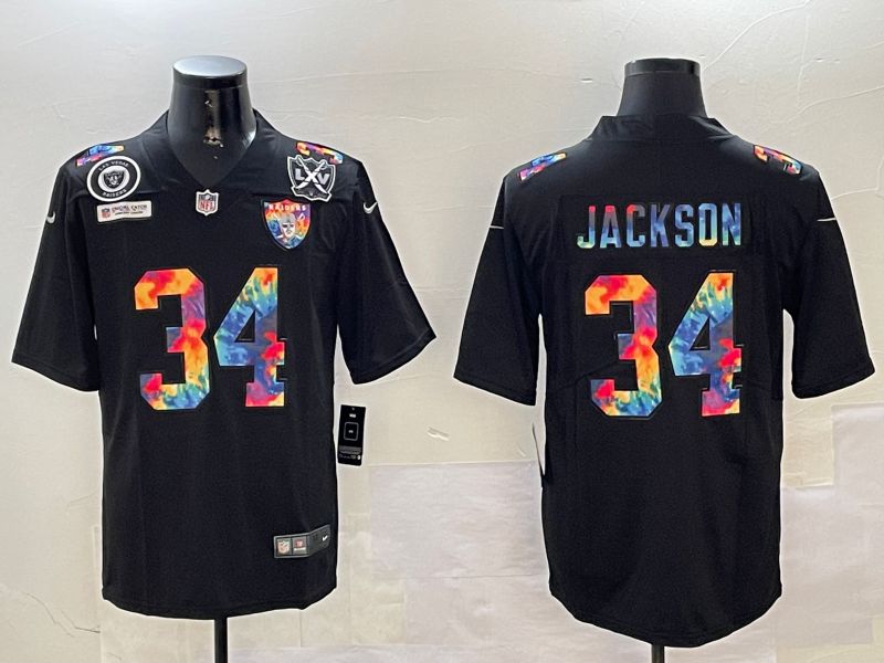 Men Oakland Raiders #34 Jackson Black Rainbow 2024 Nike Limited NFL Jersey style 4->oakland raiders->NFL Jersey